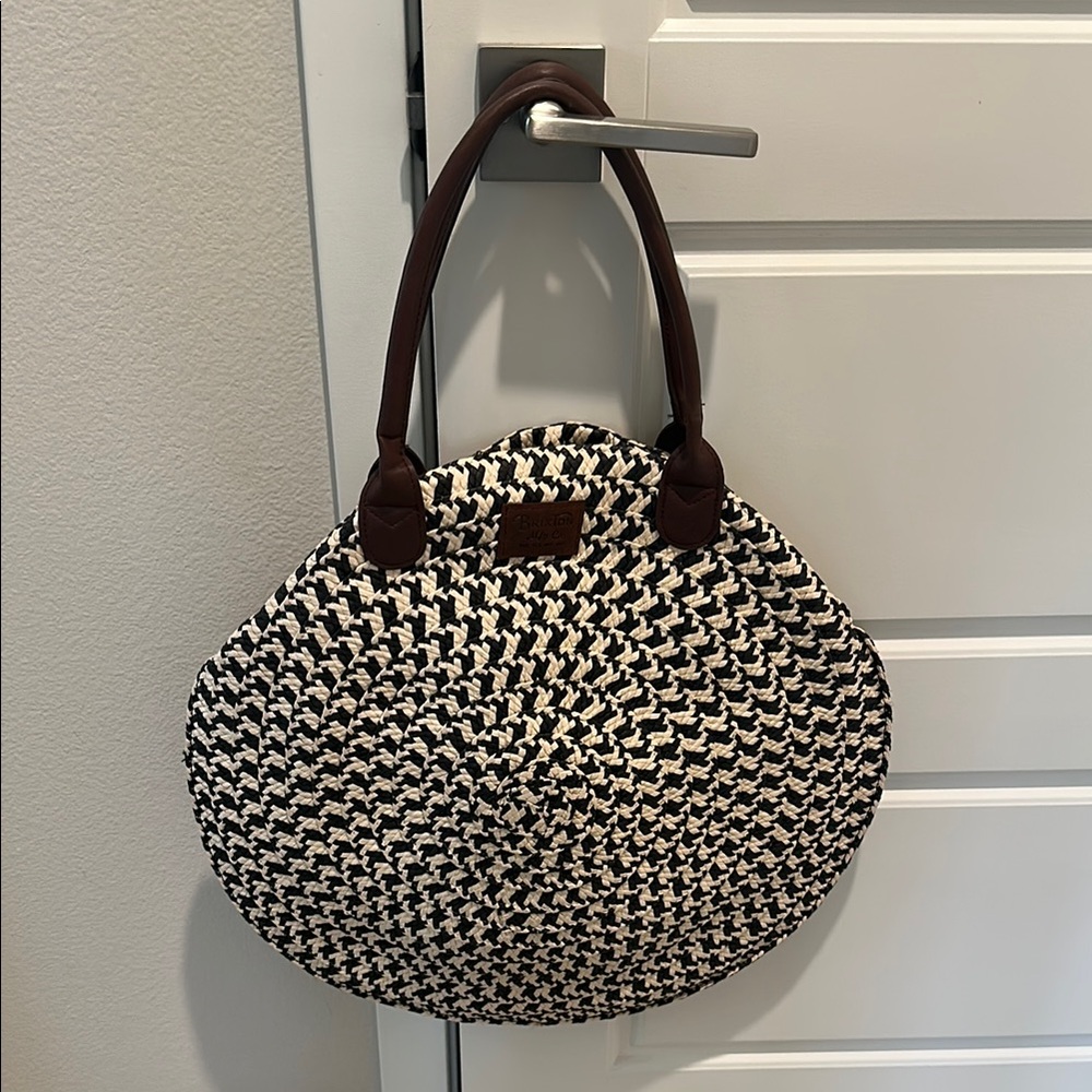 Stylish Black and White Woven Tote Bag